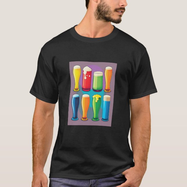Alcoholic Drinks Enthusiast Pop Style Glasses Of B T-Shirt (Front)
