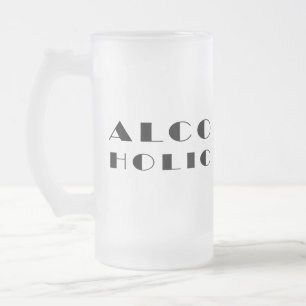 Alcoholic funny design frosted glass beer mug