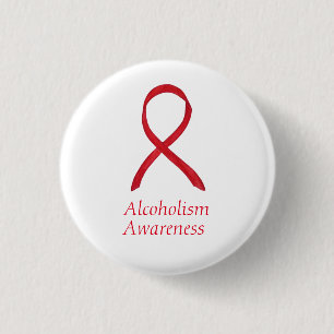 Alcoholism Awareness Red Ribbon Custom Pins