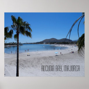 Alcudia Beach and Bay Landscape Majorca Spain Poster