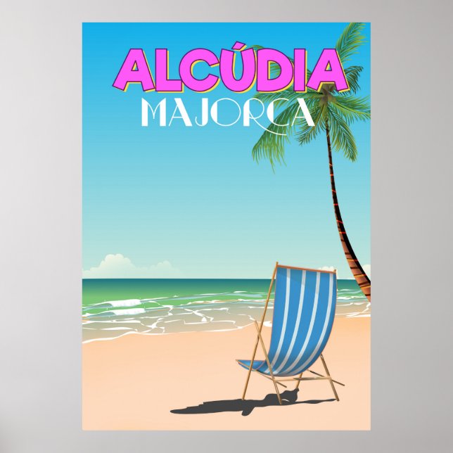 Alcúdia Majorca beach travel poster (Front)