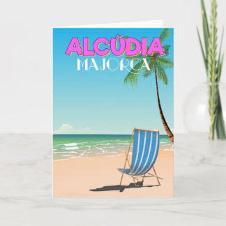 Alcúdia Majorca beach travel poster Holiday Card