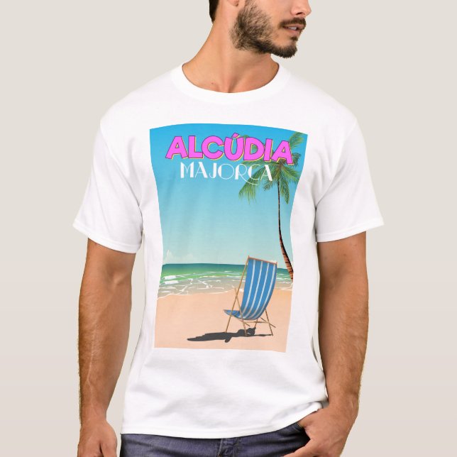 Alcúdia Majorca beach travel poster T-Shirt (Front)