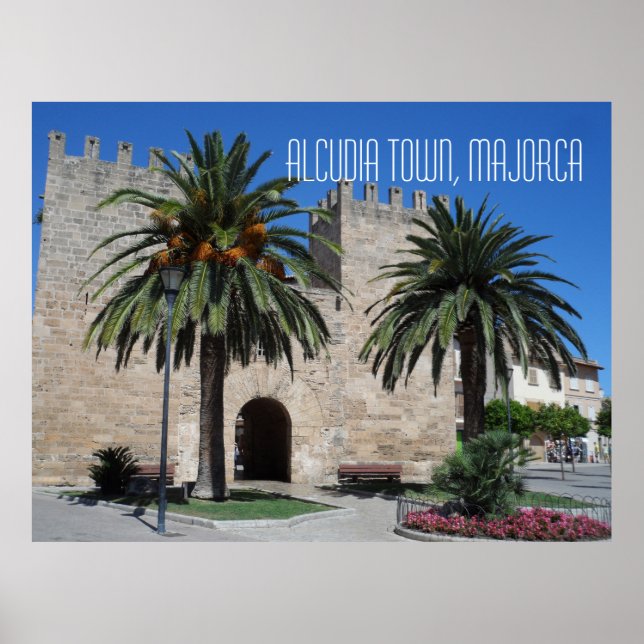 Alcudia Old Town Scene Majorca Mallorca Spain Poster (Front)