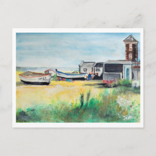 Aldeburgh boats on the Beach Suffolk Coastal Art Postcard