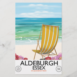 Aldeburgh Essex beach travel poster Stationery