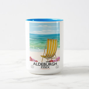 Aldeburgh Essex beach travel poster Two-Tone Coffee Mug