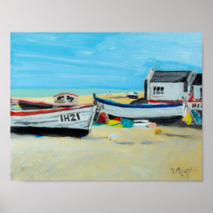 Aldeburgh Fishing Boats and Beach Huts Poster