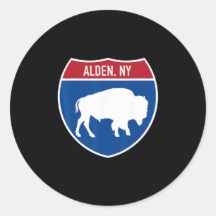 Alden New York Buffalo Ny Highway Interstate Sign Classic Round Sticker