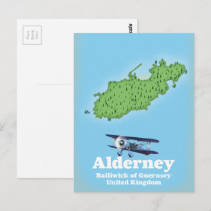 Alderney Bailiwick of Guernsey United Kingdom Map Postcard