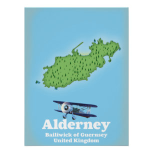 Alderney Bailiwick of Guernsey United Kingdom Map Poster