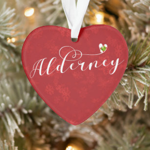 Alderney Flag Heart, Channel Isles Ornament