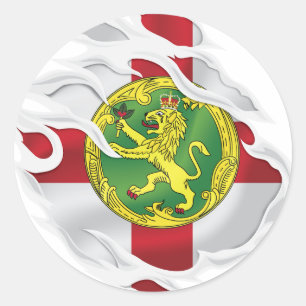 Alderney Ripped Flag Classic Round Sticker