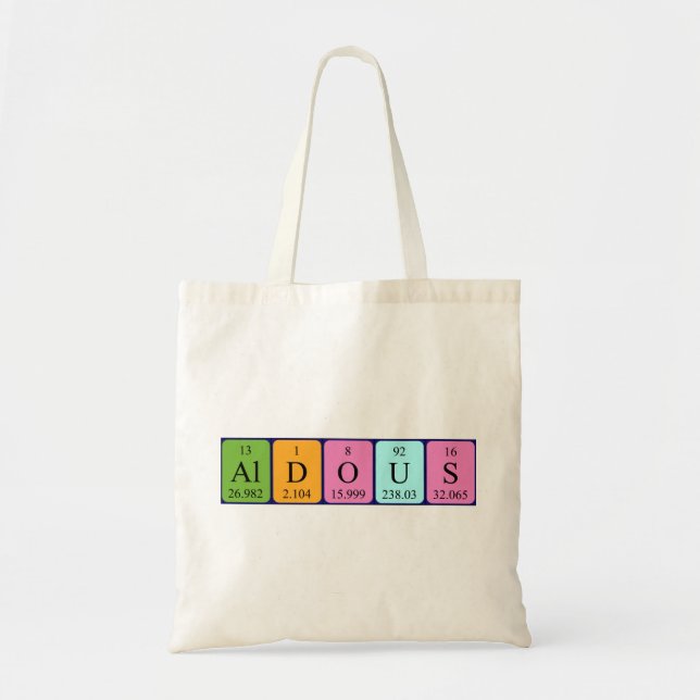 Aldous periodic table name tote bag (Front)