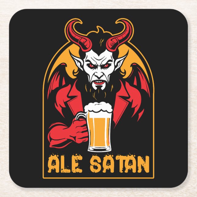 Ale Satan - Beer Drinking Square Paper Coaster (Front)