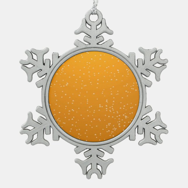 Ale with Tiny Bubbles Background Art Snowflake Pewter Christmas Ornament (Front)