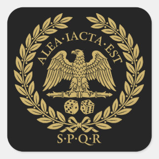 Alea Iacta Est Roman Aquila Dice and Laurel Wreath Square Sticker