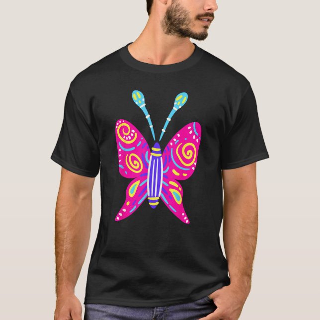 Alebrijes Fantasy Figure Animal Sculpture Butterfl T-Shirt (Front)