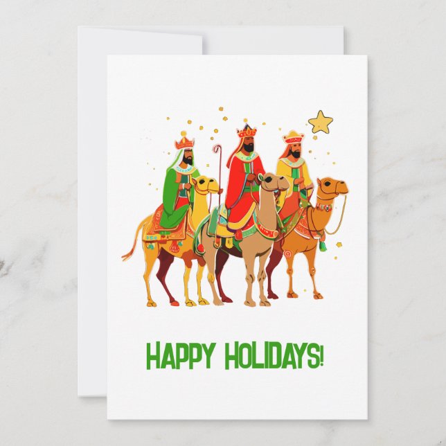  Alebrijes Folk Art Three Magi Kings Customisable Holiday Card (Front)