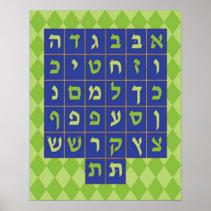 Alef Beis Poster (Navy and green)