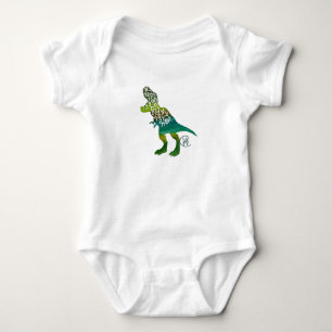 Alefsaurus Hebrew Alphabet Dinosaur Art Baby Bodysuit