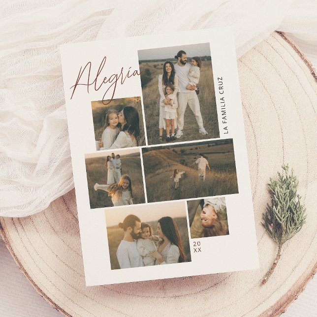 Alegría | Tarjeta de Navidad Collage de 6 Fotos Holiday Card (Creator Uploaded)