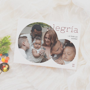 Alegría   Tarjeta Navideña Moderna con 2 Fotos Holiday Card