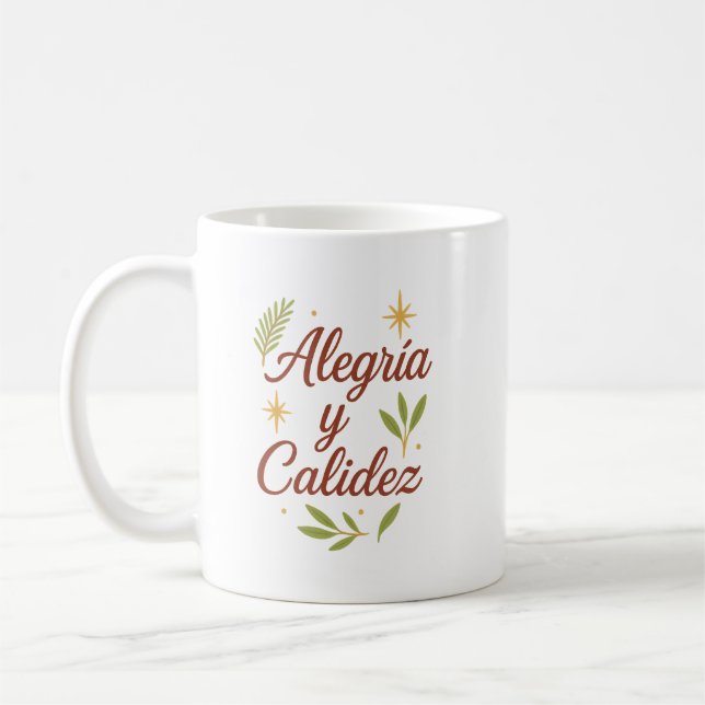 Alegría y Calidez ✨ | Elegant Christmas Design Coffee Mug (Left)