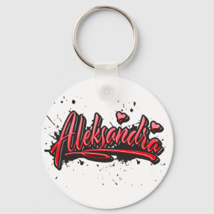 Aleksandra red Heart Graffiti Schlüsselanhänger Key Ring