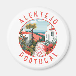 Alentejo Portugal Retro Distressed Circle Magnet