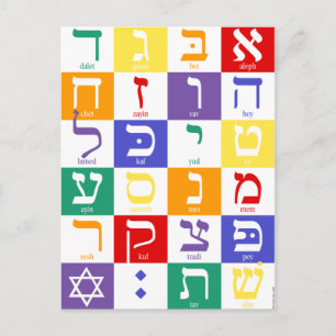 Aleph-Bet (Hebrew Alphabet) - Rainbow Postcard