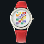 Aleph Bet Watch for Children<br><div class="desc">Colourful Hebrew Aleph Bet Watch for Children. You have the option to change the watch style and keep the watch face design to tailor it for a young girl or boy. Great gift for birthdays,  Hanukkah & any simcha.</div>