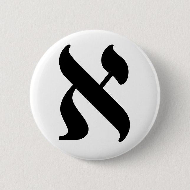 Aleph -  the Hebrew letter 6 Cm Round Badge (Front)