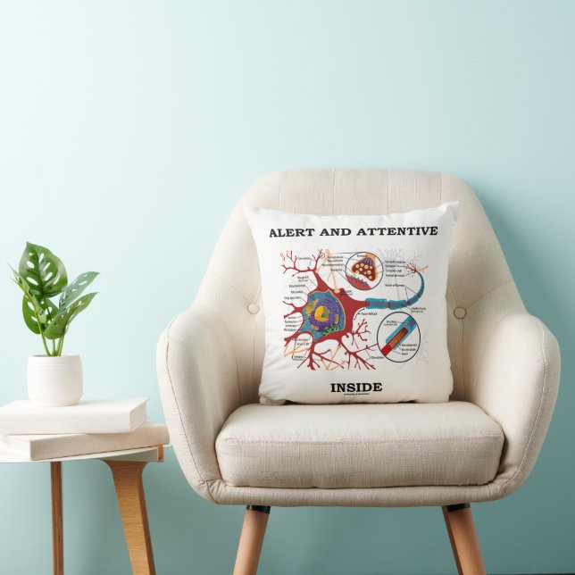 Alert And Attentive Inside Neuron Synapse Humour Cushion (Chair)