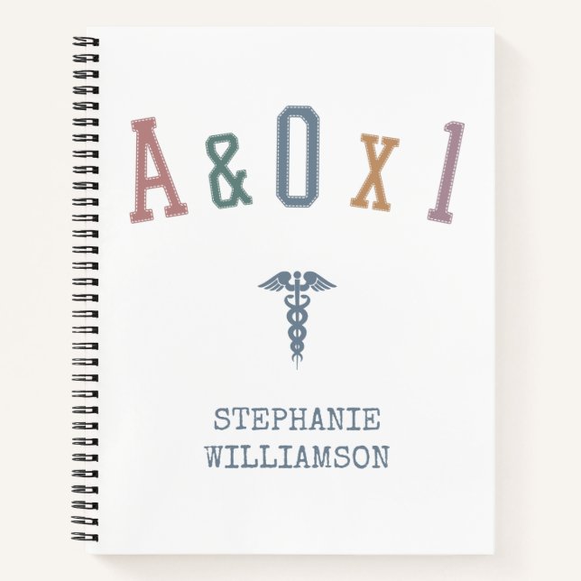 Alert and Orientated to Person A&OX1 Nurse Gift Notebook (Front)