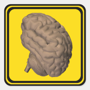 Alert: Brain Ahead! Square Sticker