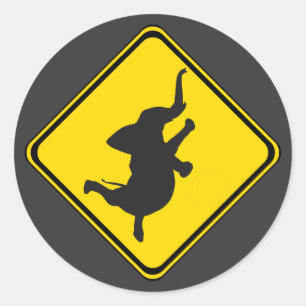 Alert: Dancing Elephant Xing! Classic Round Sticker