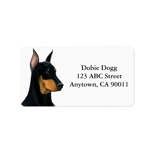 Alert Doberman Pinscher Dog Label (Front)