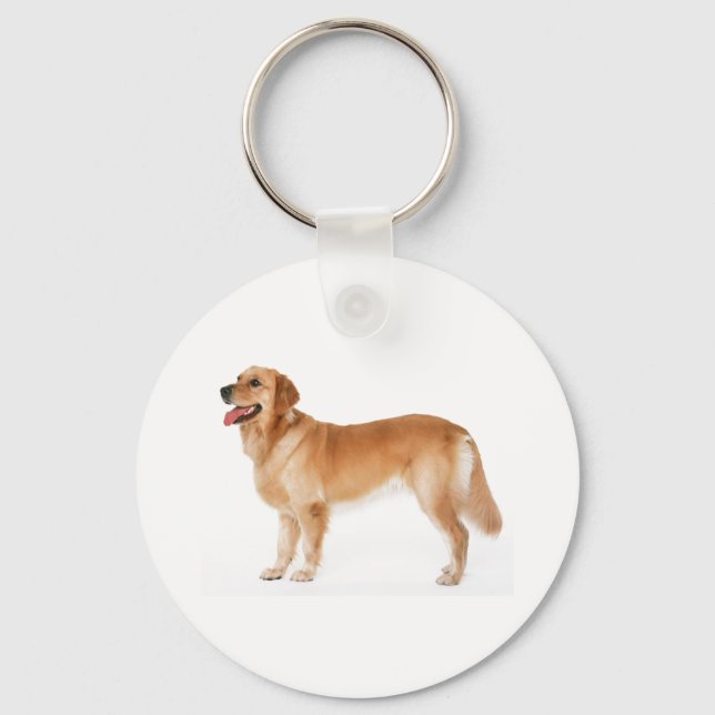 Alert Golden Retriever Keychain (Front)