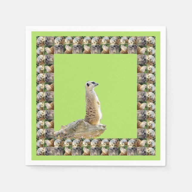 Alert Meerkat Framed By Meerkats, Napkin (Front)