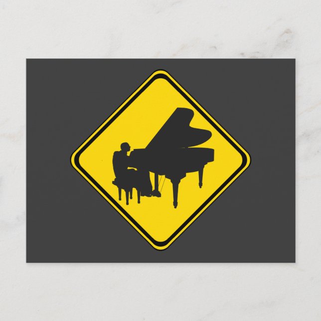 Alert: Piano Player Ahead! Postcard (Front)