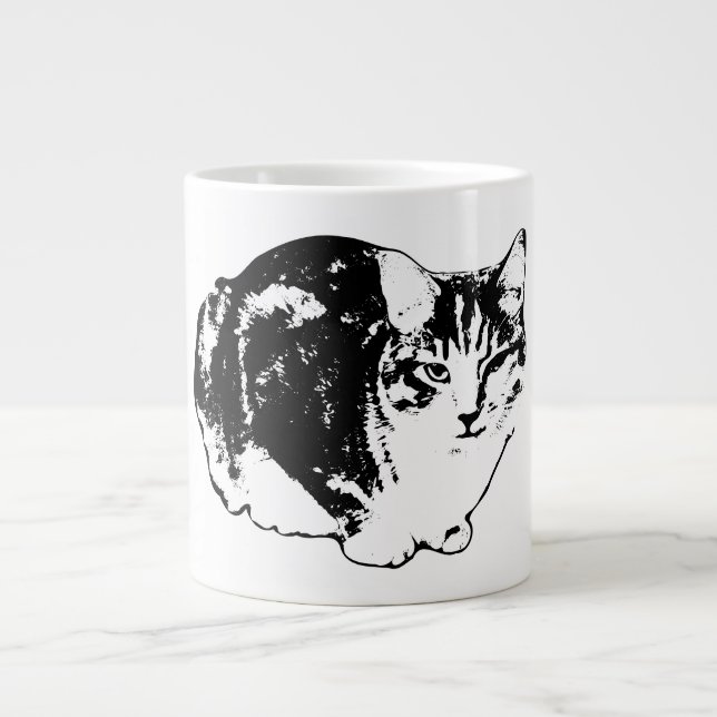 Alert Tabby Cat Ink Portrait Mug (Front)