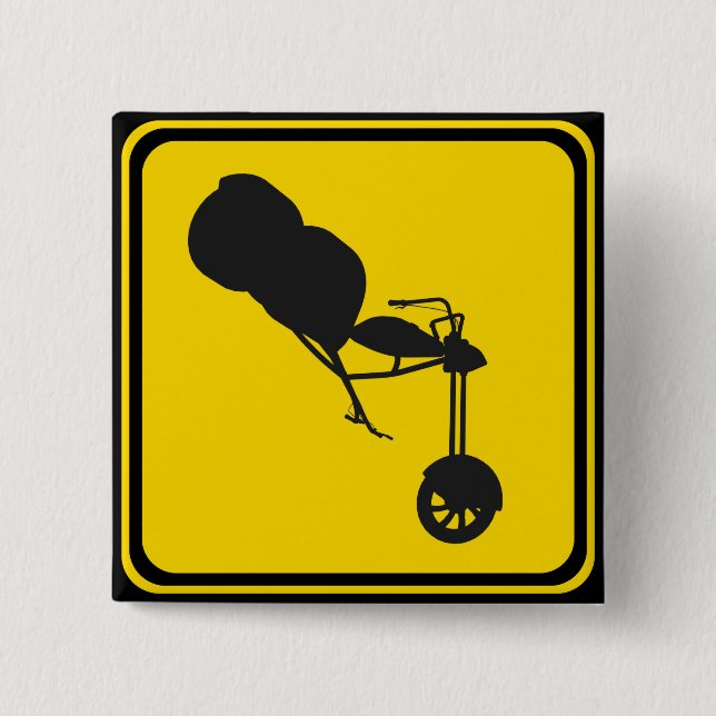 Alert, Trikes Xing! 15 Cm Square Badge (Front)