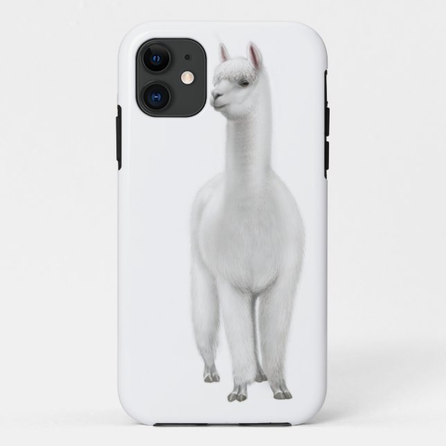 Alert White Alpaca iPhone Case (Back)
