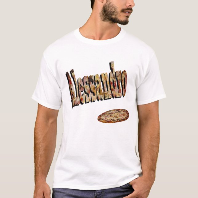 Alessandro, Name, Logo Made With Pizza, T-Shirt (Front)