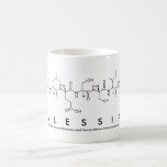 Alessia peptide name mug<br><div class="desc">Alessia spelled out in amino acids as A L E S S I A (Alanine Leucine Glutamic acid Serine Serine Isoleucine Alanine) on a mug for the scientist in you.
 Can't find what you want?</div>