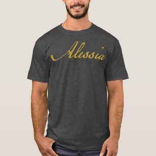 Alessia Typography Gold Script T-Shirt