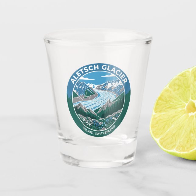 Aletsch Glacier Switzerland Shot Glass (Front)