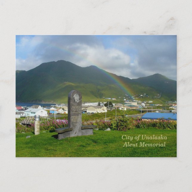 Aleut Memorial in Unalaska City Postcard (Front)