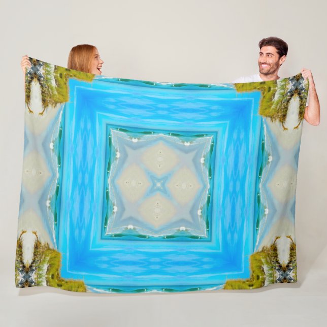 Aleut Native Coastal Tribal Spirit Mandala Fleece Blanket (In Situ)